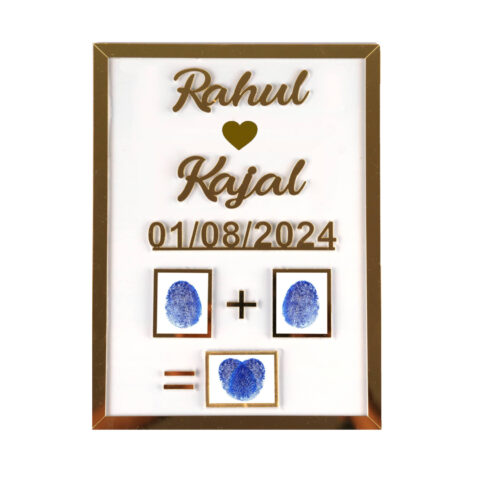 Luxury Personalized Acrylic Couple Fingerprint Frame - Elegant Wedding & Engagement Thumbprint Keepsake (Customizable Gift with Names & Date)